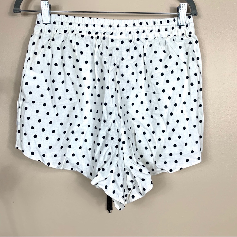 Farm Rio Onca Dot Linen Shorts With Beaded Tassels - Picture 3 of 4